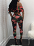 Women's 2 Piece Set - Off Shoulder Calypso Crop Top and Pants Set